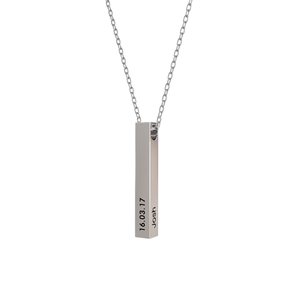 3D Gravert Bar Collier - Personlig eleganse
