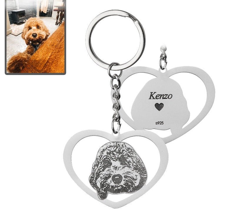 Silhouette dog heart keyring