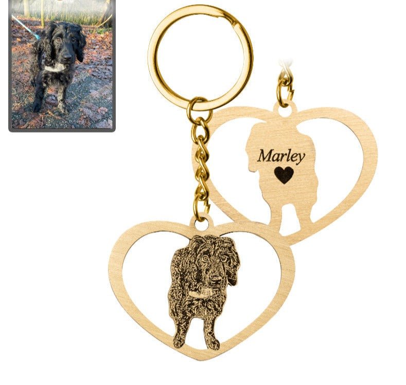 Silhouette dog heart keyring