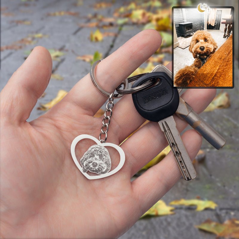 Silhouette dog heart keyring