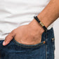 Bracciale Uomo in Pelle Nera – Personalizzabile con Finiture in Argento o Oro 